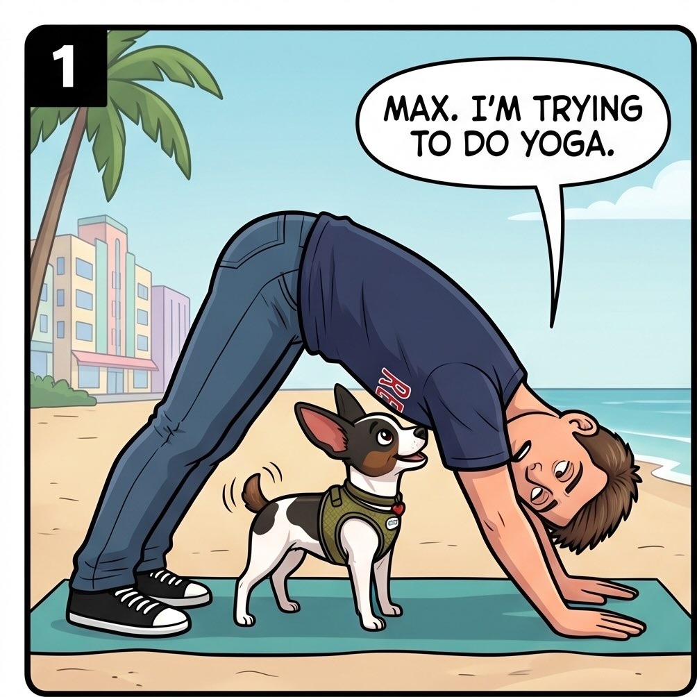 Yoga with Max — panel 1