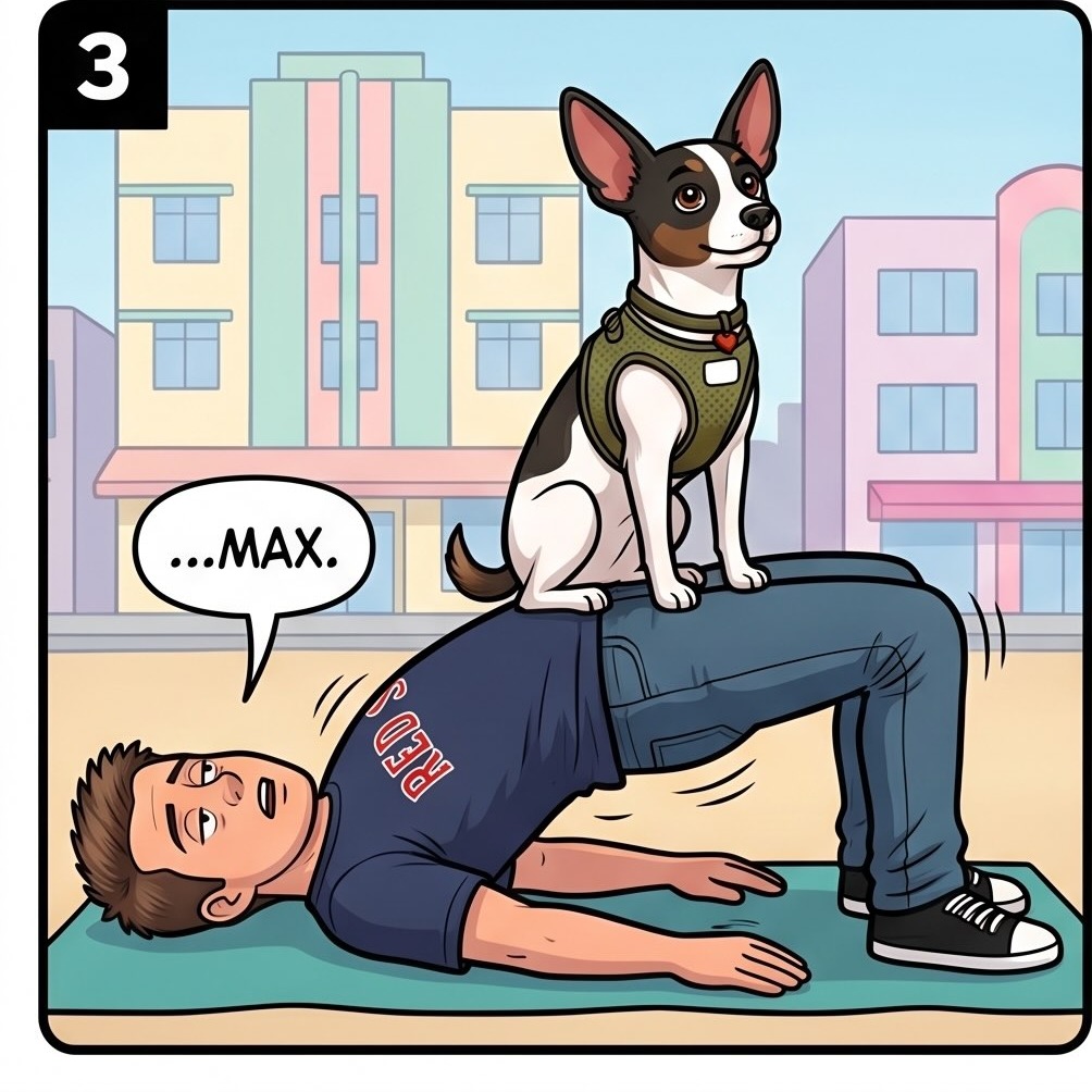 Yoga with Max — panel 3